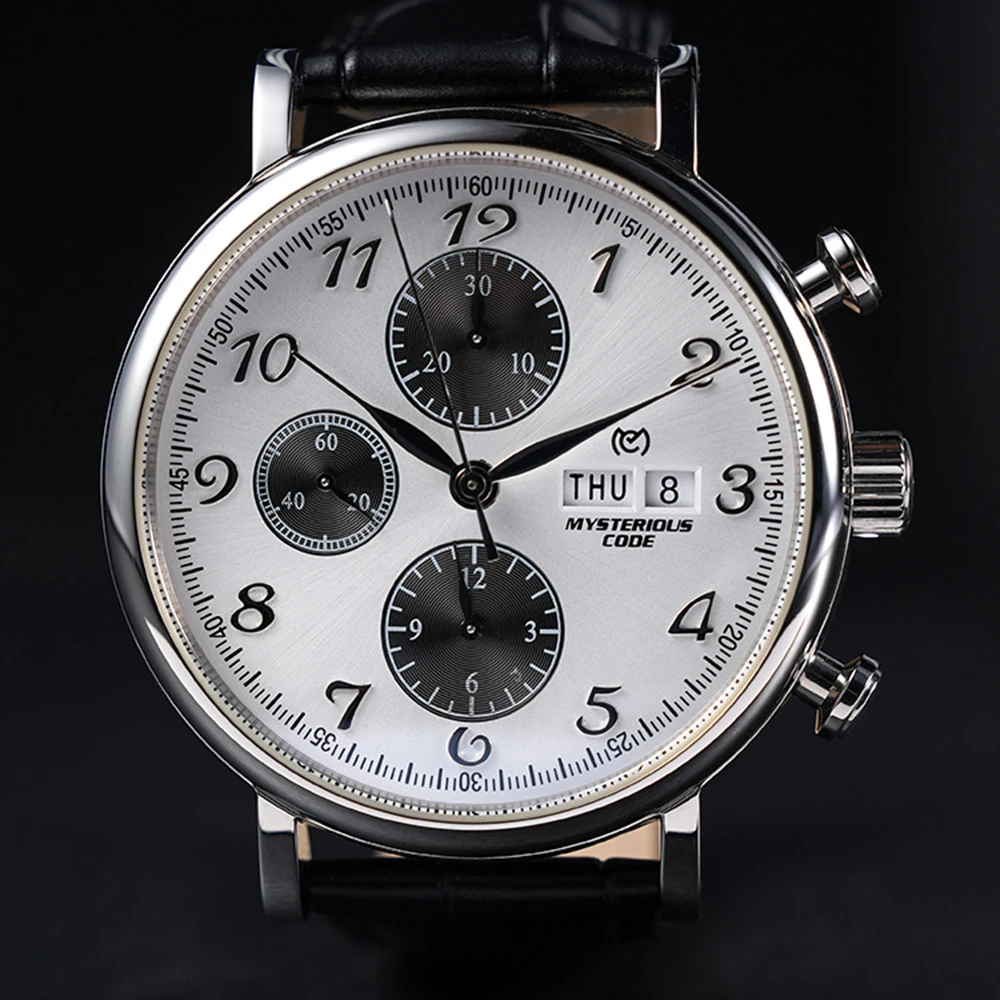 Vintage 7750 Cronografo Orologio Da Uomo Pilota Automatico Orologio 42Mm Panda Chrono Orologi Da Polso Meccanici Codice Misterioso Orologi Retrò