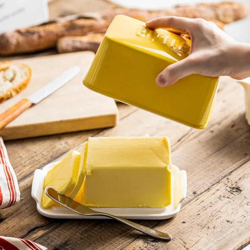 Ceramic butter dish with lid kitchen countertop cheese dish ceramic butter container storage tableware dishwasher available