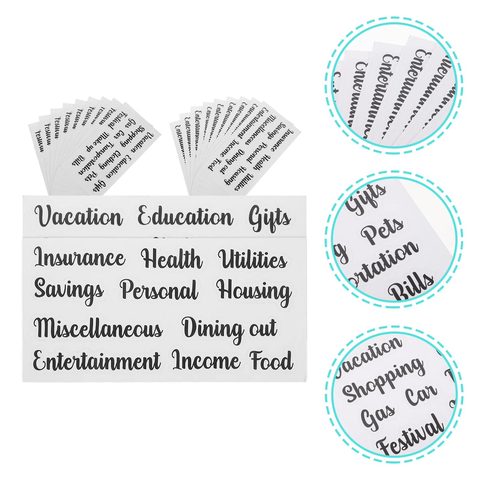 

10 Sets Cash Budget Sticker Household Stickers Filling Compact Envelope Labels Classifying Pvc Self-adhesive Small Accessory