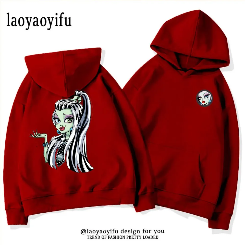 

Monster High Cartoon Print Hoodie Kpop Long Sleeve Hoodies Women Hoody Sudadera 2024 Autumn Winter Fashion Y2k Sweatshirt