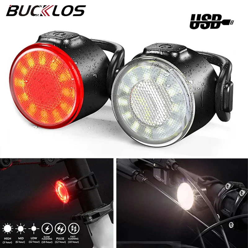 

BUCKLOS Bicycle Light MTB Taillight USB Charging Rear Light LED Mountain Bike Front Lamp Mini Headlight Cycling Flashlight