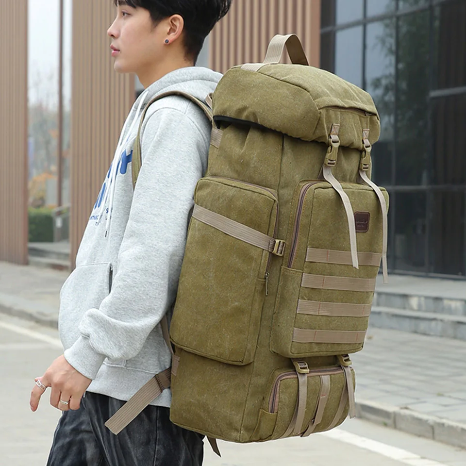 Large Capacity Canvas Travel Backpack Korean Version High-Quality Multi Compartment Storage Luggage Backpack For Men And Women