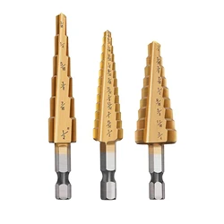 Jeu de forets étagés pour le métal, 3 pièces, jeu de forets en acier à grande vitesse, HSS, trous multiples, plastique, bois, accessoires d'outils métalliques 
