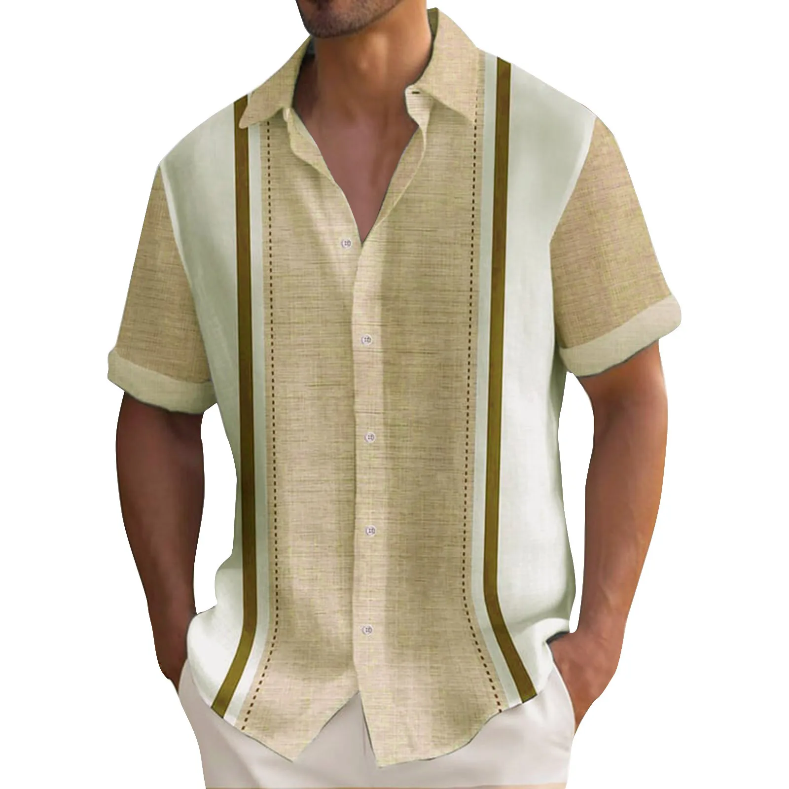 Summer Striped Printed Shirts For Men Casual Short Sleeve Button Down Loose Hawaiian Shirt Oversized Men Clothing Lapel Shirt 6