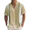 Summer Striped Printed Shirts For Men Casual Short Sleeve Button Down Loose Hawaiian Shirt Oversized Men Clothing Lapel Shirt 6