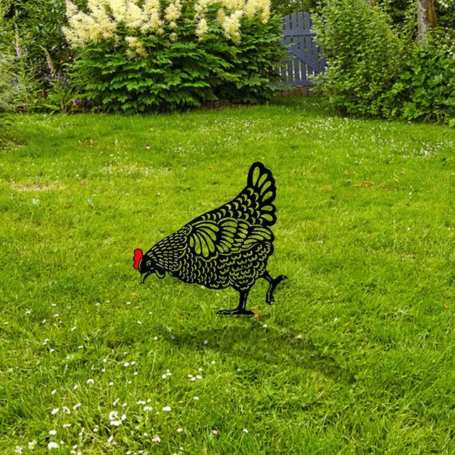 1Dc Szép Csaj Sziluett Akril Csirke Udvar Art Üreges Tét Halom Plug-In Kerti Szobor Dekoráció Díszek - Image 3