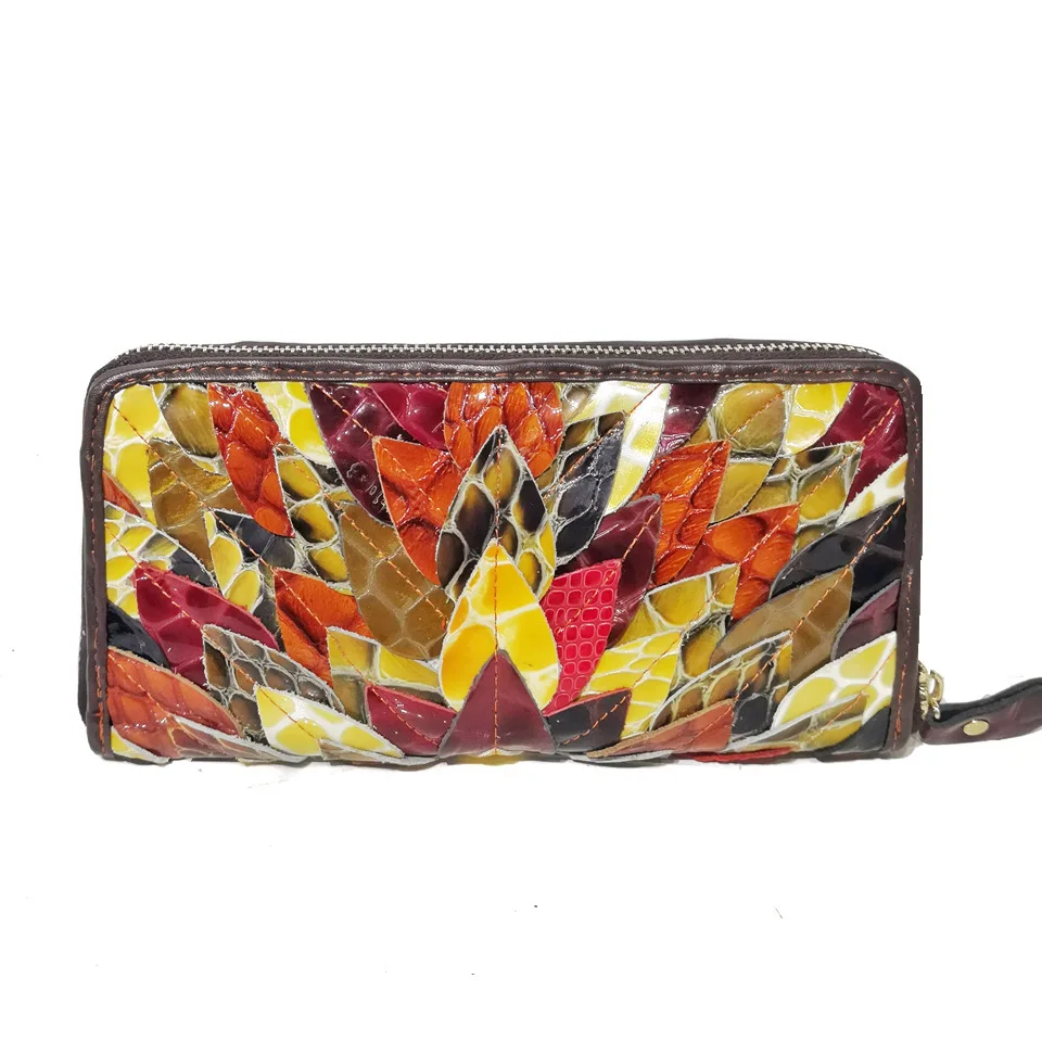 

Women's Wallet 2022 Long Wallet Personalized Colored Mosaic Card Clutch Purse Genuine Leather Multi-Layer Card Slot Wallet