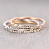 1/3PCS Thin Dainty Stackable Ring Mariasz Minimalist Full Eternity Band Cubic Zirconia Gold Color Plated Pave Rings for Women 1