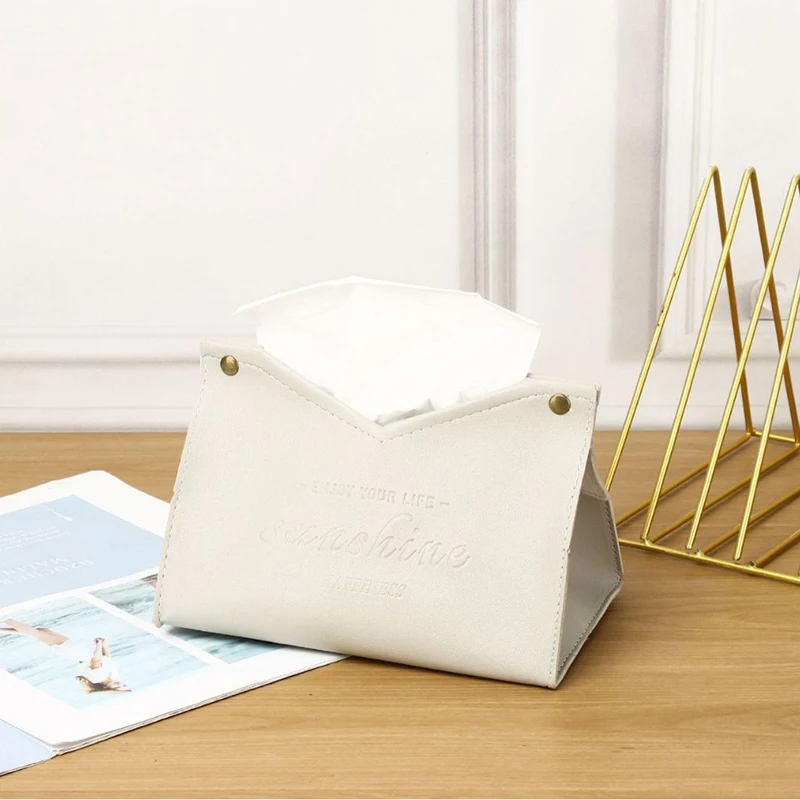 High-end Leather Tissue Box Hotel Room Home Living Room Light Luxury Creative Design Pumping Box Napkin Holder Car Tissue Holder 6