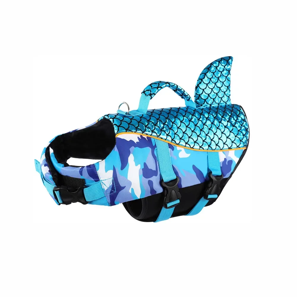 Dog Life Jacket Shark Pets Life Vest Adjustable Ripstop Dogs Swimming Safety Vest With Superior Buoyancy Rescue Handle For Dogs