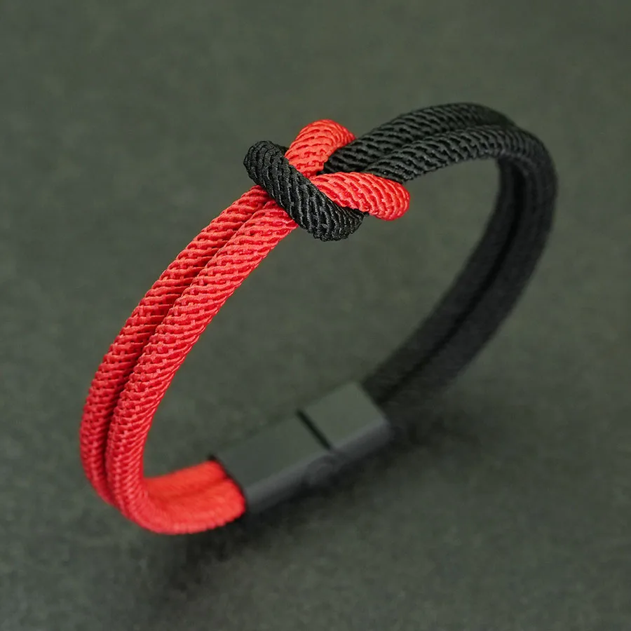 Neue farbblockierende Seilarmbänder für Herren, abnehmbare Magnetschnalle, Freundschaftsarmband, perfektes Geschenk für Ihn, cooles Reitzubehör – Detail 9