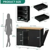 53 Inch Large Rolling Kitchen Island with Trash Can Storage Cabinet,Movable w Wheels Cabinet for 13 Gallon Garbage Bin 2 Drawer 6