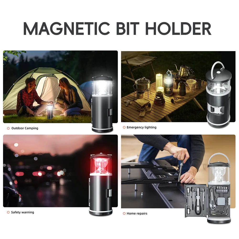 Household Emergency Repair Hardware Tools Outdoor Camping Multifunctional  Lamp With Toolbox Portable LED Work Light