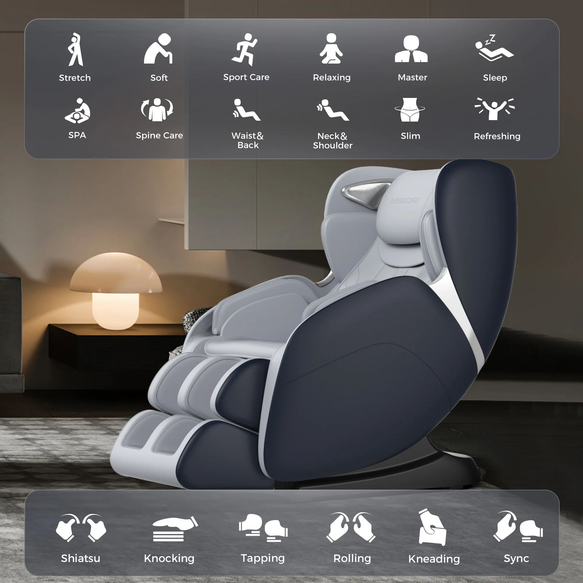 Massage Chair 4d  Luxury Zero Gravity Heated Back And Neck Electric Office Chair Massage Sofa Kneading Massage Bluetooth Music 4