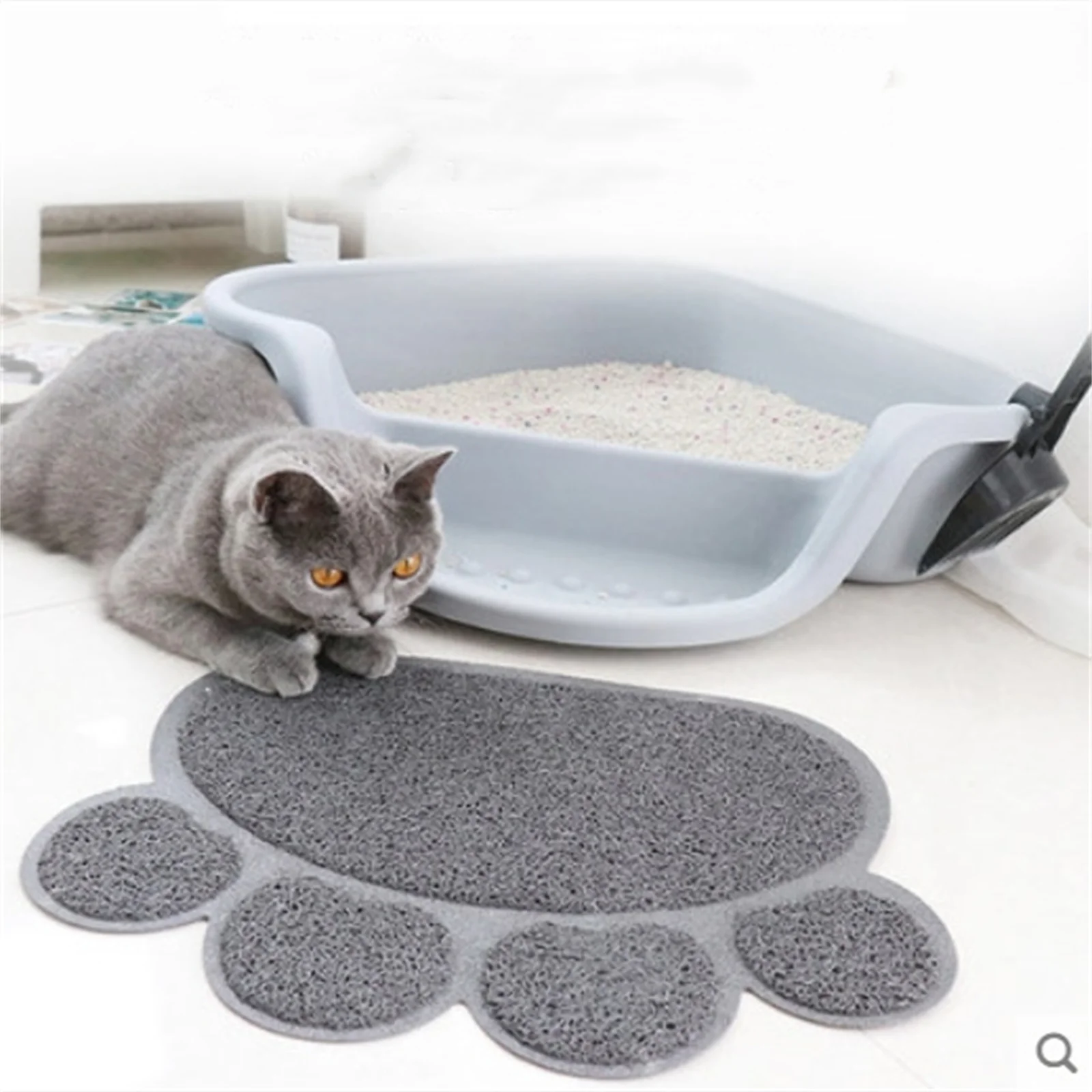 Cat Litter Mat Non-slip Pet Paw Shape Mat Pet Dog Cat Puppy Kitten Dish  Bowl Food Water Placemat Mat 30*40cm