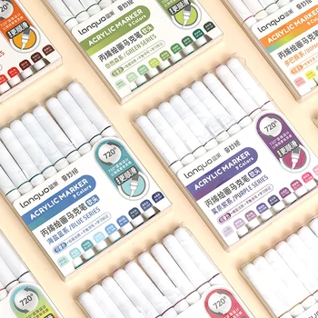 Set di pennarelli professionali per artisti da 9 colori/scatola - Pennarelli acrilici liquidi a linea retta con disegno a punta morbida, pittura per graffiti fai da te 1