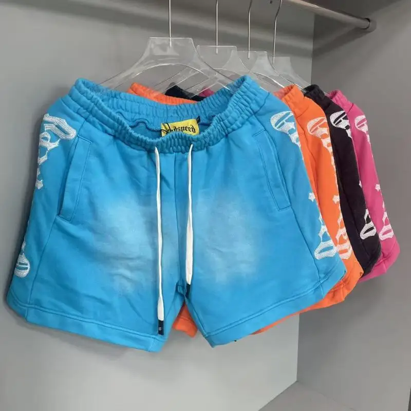 Godspeed American High Street Summer Sport Casual Embroidered Heavy Wa Pure Cotton Dstring orts Straight Leg Pants