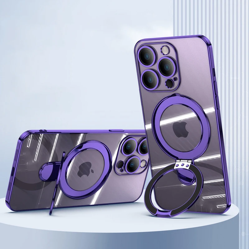 

Прозрачный силиконовый чехол для Magsafe, магнитная Беспроводная зарядка для iPhone 14 Pro 13 12 Pro Max, защита объектива, стойка, бампер, задняя крышка