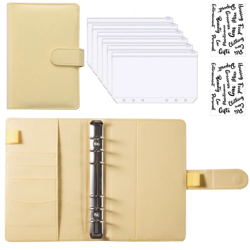 Premium A6 PU Leather Budget Binder with Cash Envelopes and Bill Organizer