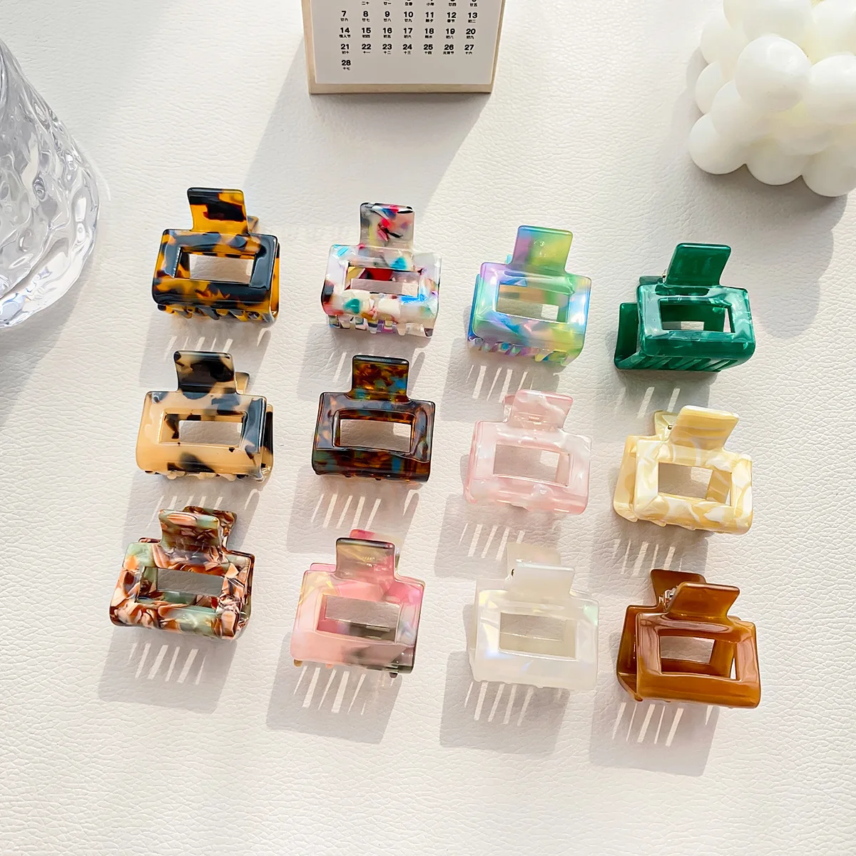 Fashion Acetate Hollow Square Hair Claws Crab Hair Clips Leopard Marble Print Ponytail Shark Clip Barrettes Hair Accessories NEW new women s belt pu leather clothing belt fashion square buckle belt casual pants accessory belt white beige green