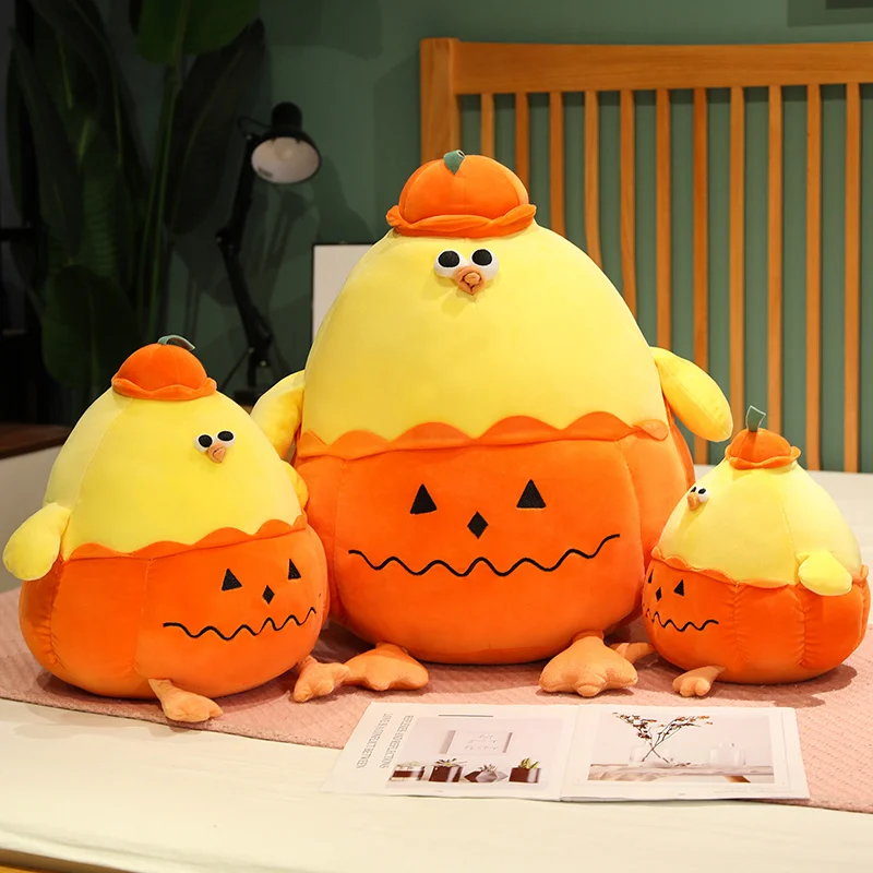 28-60cm Creative Cartoon Pumpkin Chick Plush Doll Stuffed Animal Soft Kids Toys Kawaii Plush Throw Pillow Cushion Home Decor