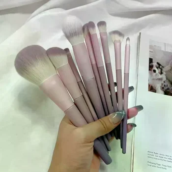 Set di pennelli per trucco viola da 10 pezzi, pennello per cipria in polvere, pennello per ombretto, set completo di pennelli per correttore per strumenti di bellezza
