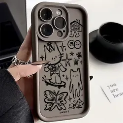 Adorable Black Kitten Sketch Phone Case - Soft Silicone TPU Back Cover for OnePlus 8T (TYK-232TY1824A2)