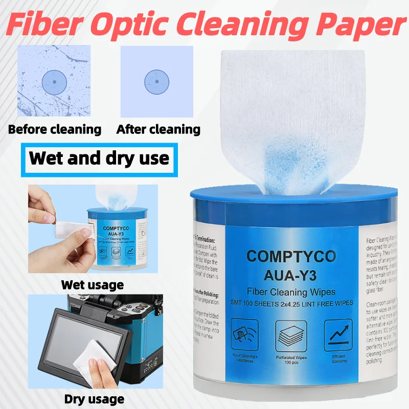 AUA-Y3 Fiber optic Cleaning Paper Dust-free paper Wipe paper FTTH Fiber Cleaning Tools 100pcs pack 9x9cm anti static dust free cloth cleaning wipe cloth for phone repairing