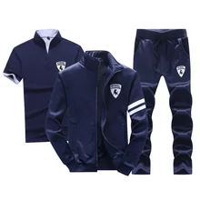 

M-5XL [T-shirt + Jacket + Pants] 2022 Spring New Three-piece Men's Suit Casual Long-sleeved Clothing Jacket