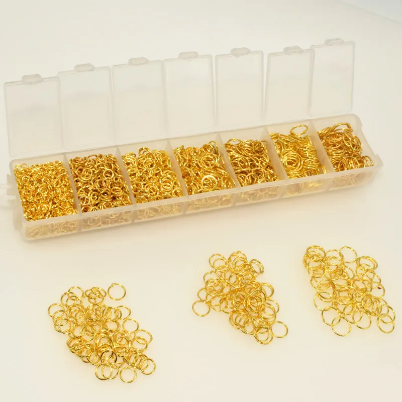 

1 Box Mixed Yellow Gold Metal Open Jump Rings 3-9MM (2500 PCs Assorted) For DIY Jewelry Making Findings Set
