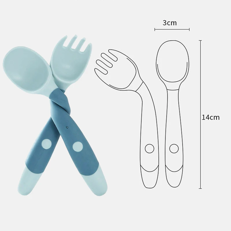 2pcs Silicone Spoon Fork for Baby Feeding Utensils Set Toddler Learn To Eat  Training Bendable Soft Fork Infant Tableware Cutlery - AliExpress