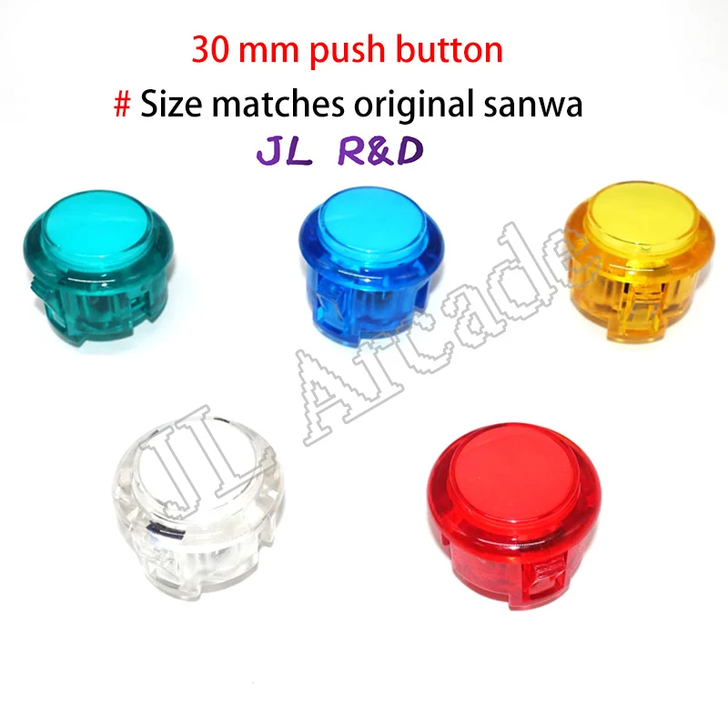 Transparent Push Button for Coin Operated Arcade Game Machine, Sanwa Clear Push Button, 100% Copy, OBSC-30, 10 PCs