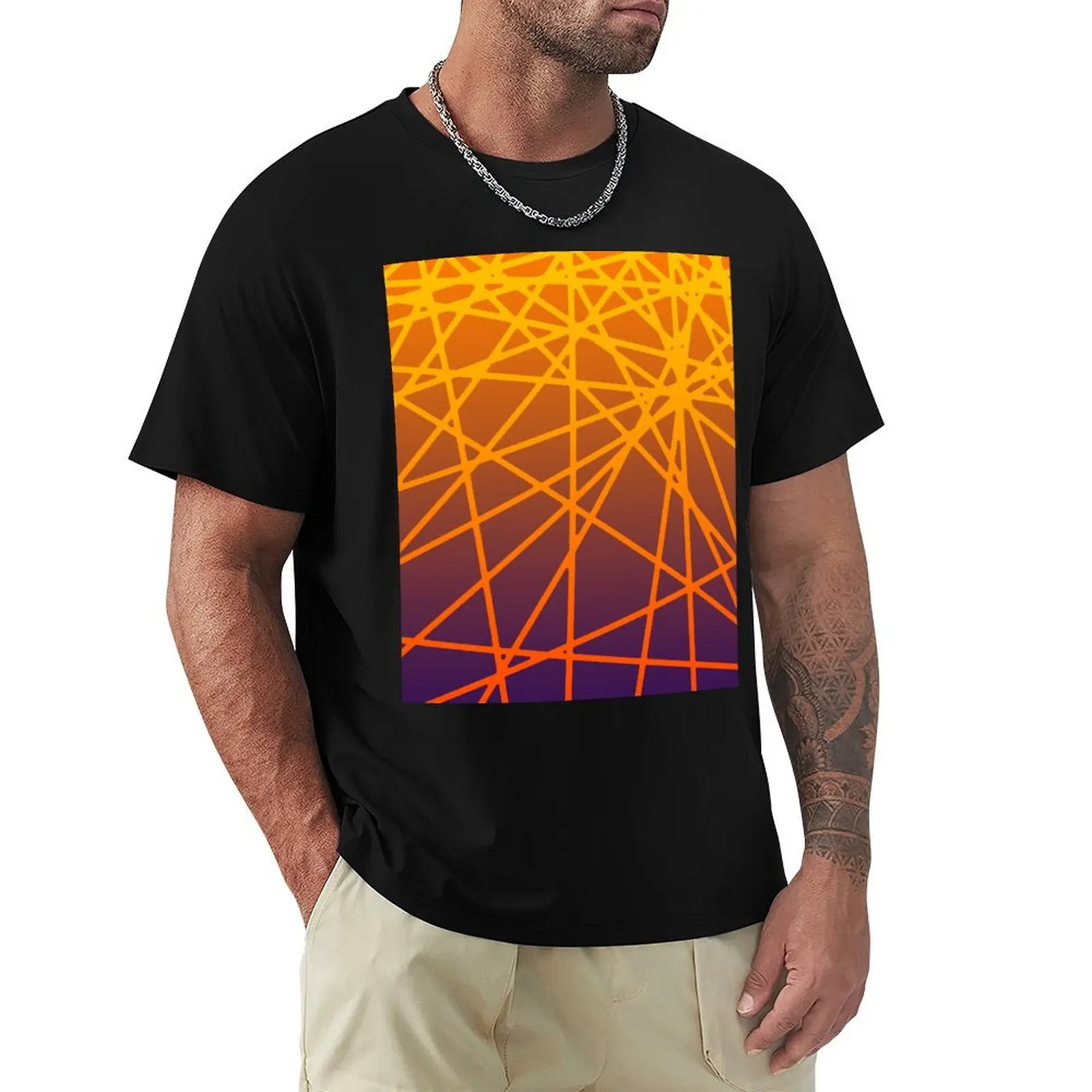 

lines - geometric pattern - neon T-shirt plus size tops oversizeds quick drying mens t shirt graphic