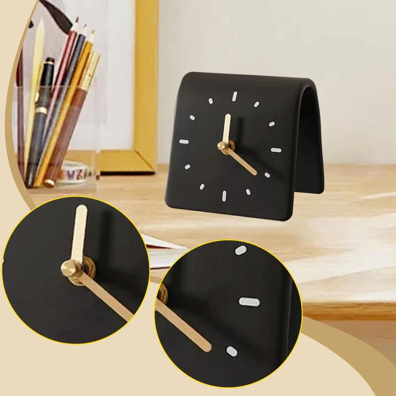 Desk Clock Modern Art Shelf Clock Decorative Silent Desktop Ornament for Desk Kids Room Office Countertop Housewarming Gift