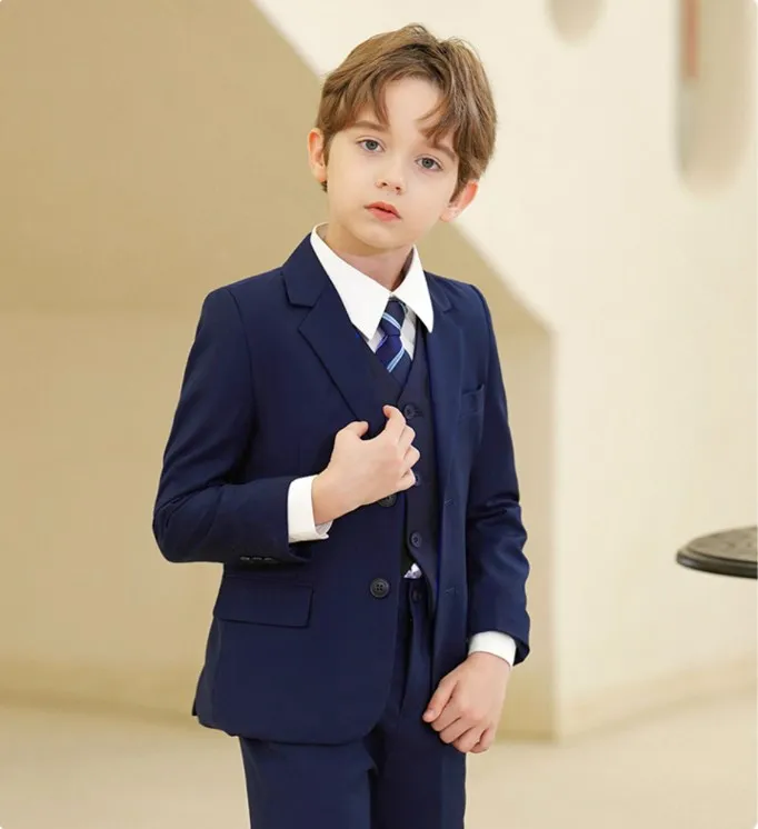 Children Slim Suit For Wedding Party Teenager Boys Host Piano Ceremony Tuxedo Dress Gentleman Kids Prom Show Photography Suit