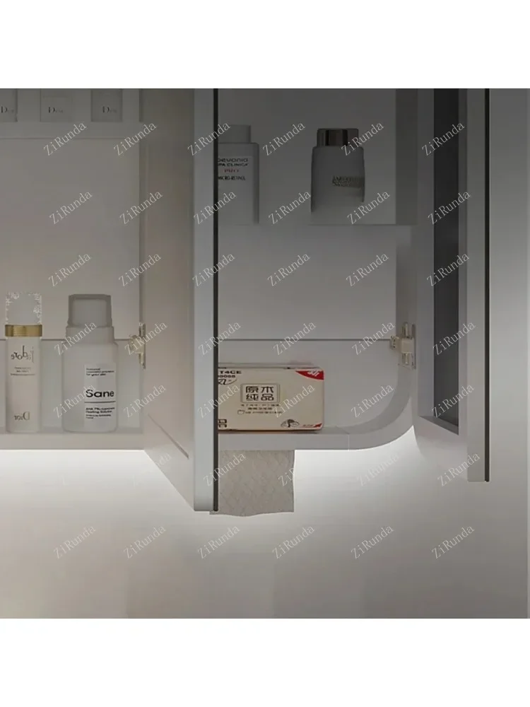 Smart Bathroom Mirror Cabinet Wall-mounted Defogging Mirror Cabinet with Light Stylish and Simple Home Furniture