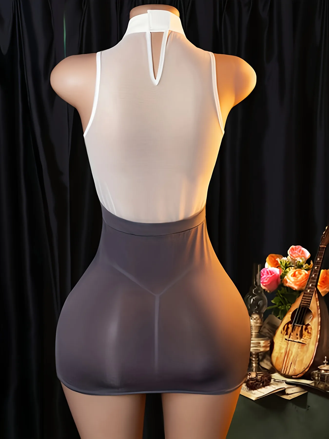 Ensemble de lingerie en dentelle pour femme, body floral à bretelles, mini-robe moulante, uniforme de bureau, costume, vêtements de nuit, cadeau