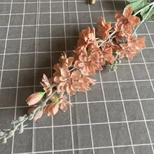 

5Pc Simulation of 2Head Flocking Delphiniums Artificial Flowers Wedding Flower Arrangement Backdrop Decor Home Living Room Decor