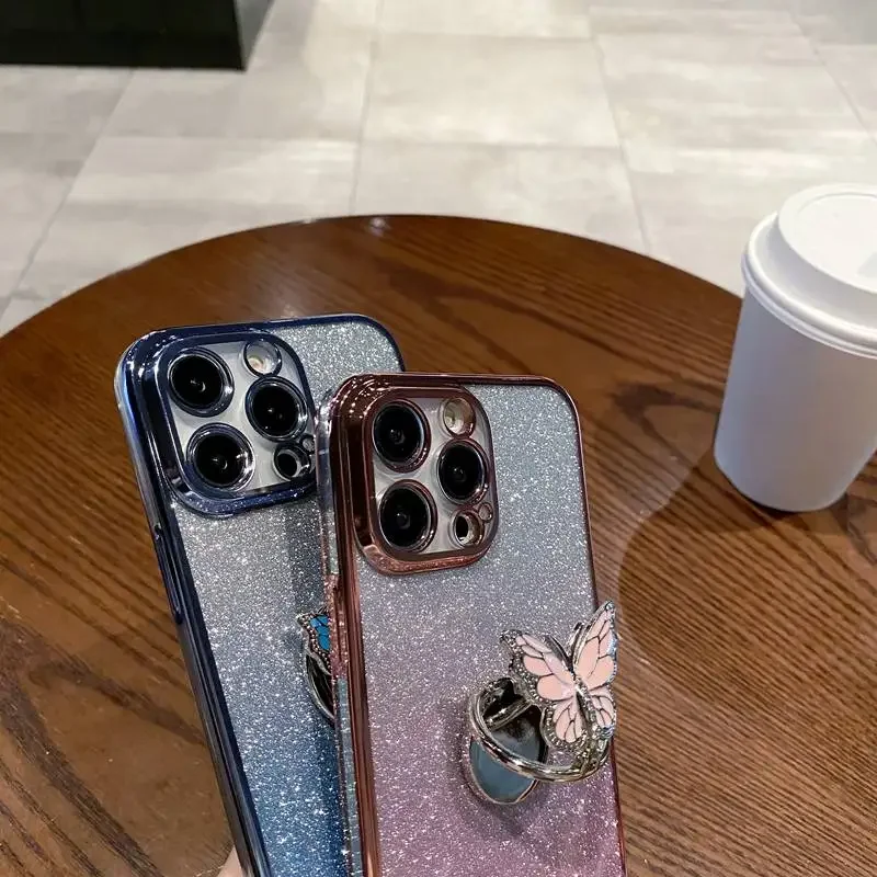 3D Butterfly Ring Stand Soft Phone Case