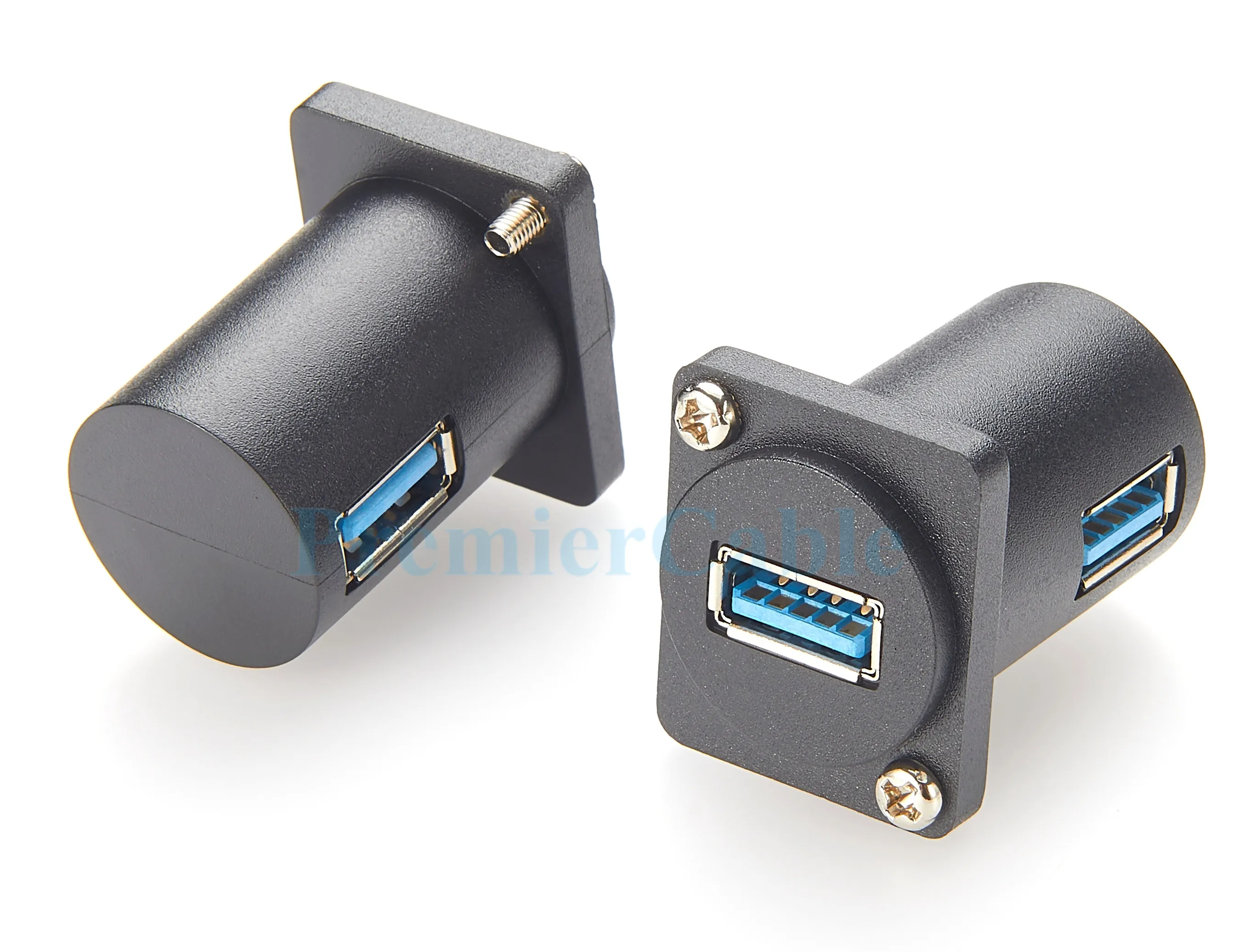 USB 3.0-Adapter für Panelmontage, abgewinkelter Ausgang, USB 3.0 A-Buchse, D-Typ-Stecker für Panelmontage, Durchgang durch lötfreie Schottkupplung – Detail 2