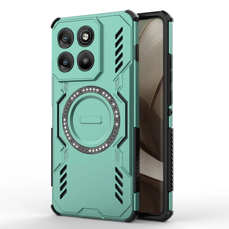 Heat Dissipation Armor Magnetic Phone Case with TPU Frame and Plastic Back Cover