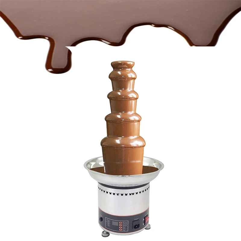 Chocolate Fountain Machine Electric 5 Layers Chocolate Waterfall Machine Warming Function Fountain Melting Tower
