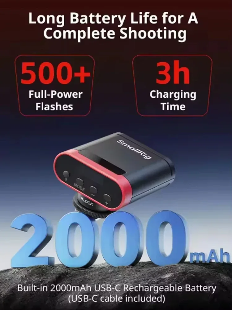 SmallRig RS20 미니 스피드라이트 플래시 휴대용 포켓 사이즈 플래시 OLED 스크린 2000mAh 배터리 ⒭ 5374