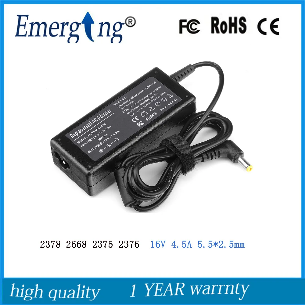 

72W 16V 4.5A 5.5*2.5mm Charger Supply Laptop Adapter For Lenovo IBM 2378 2668 2375 2376