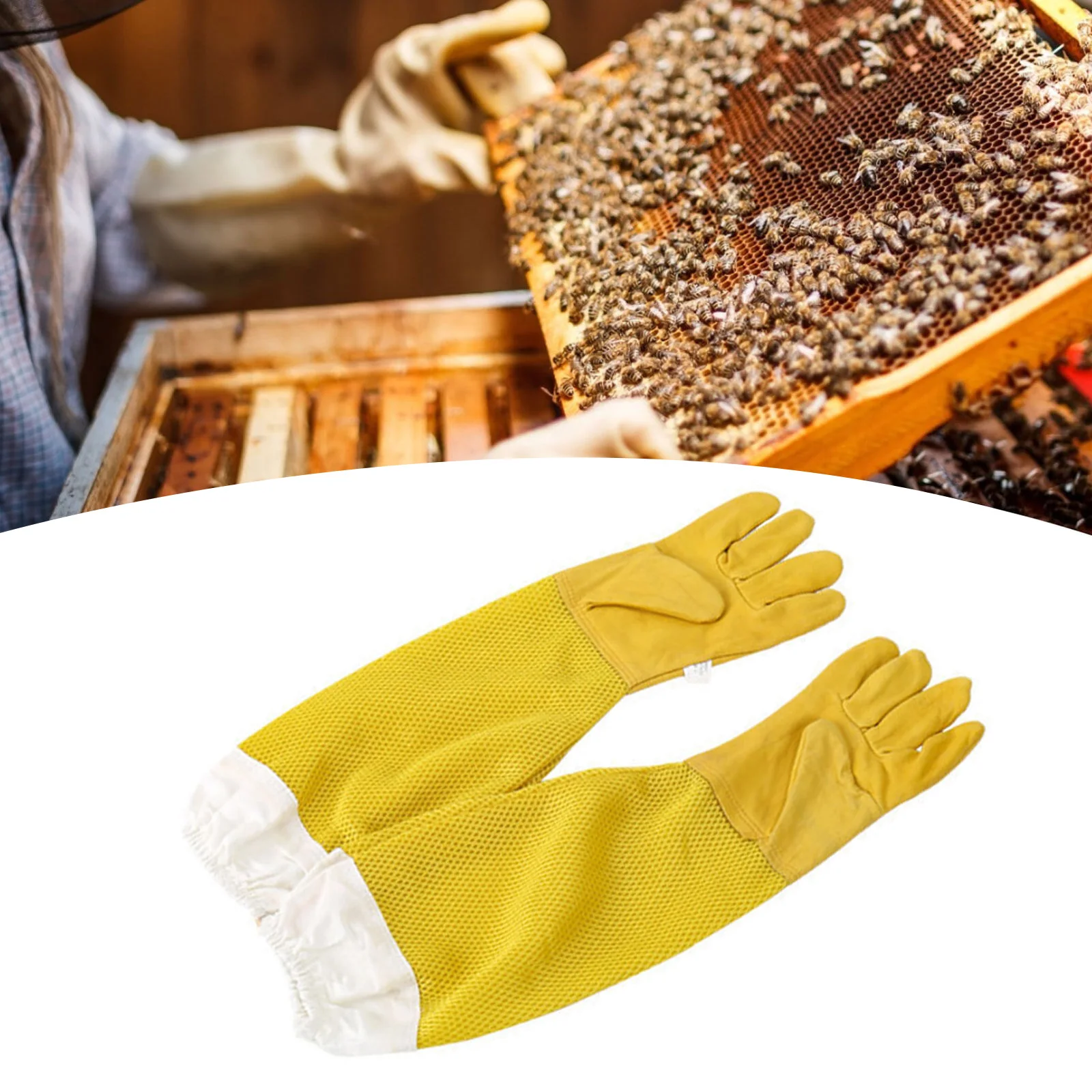 

1Pair Anti-bee Gloves Beekeeper Gloves Protective Sleeves Ventilated Professional Anti Bee for Apiculture Beekeeper Tool