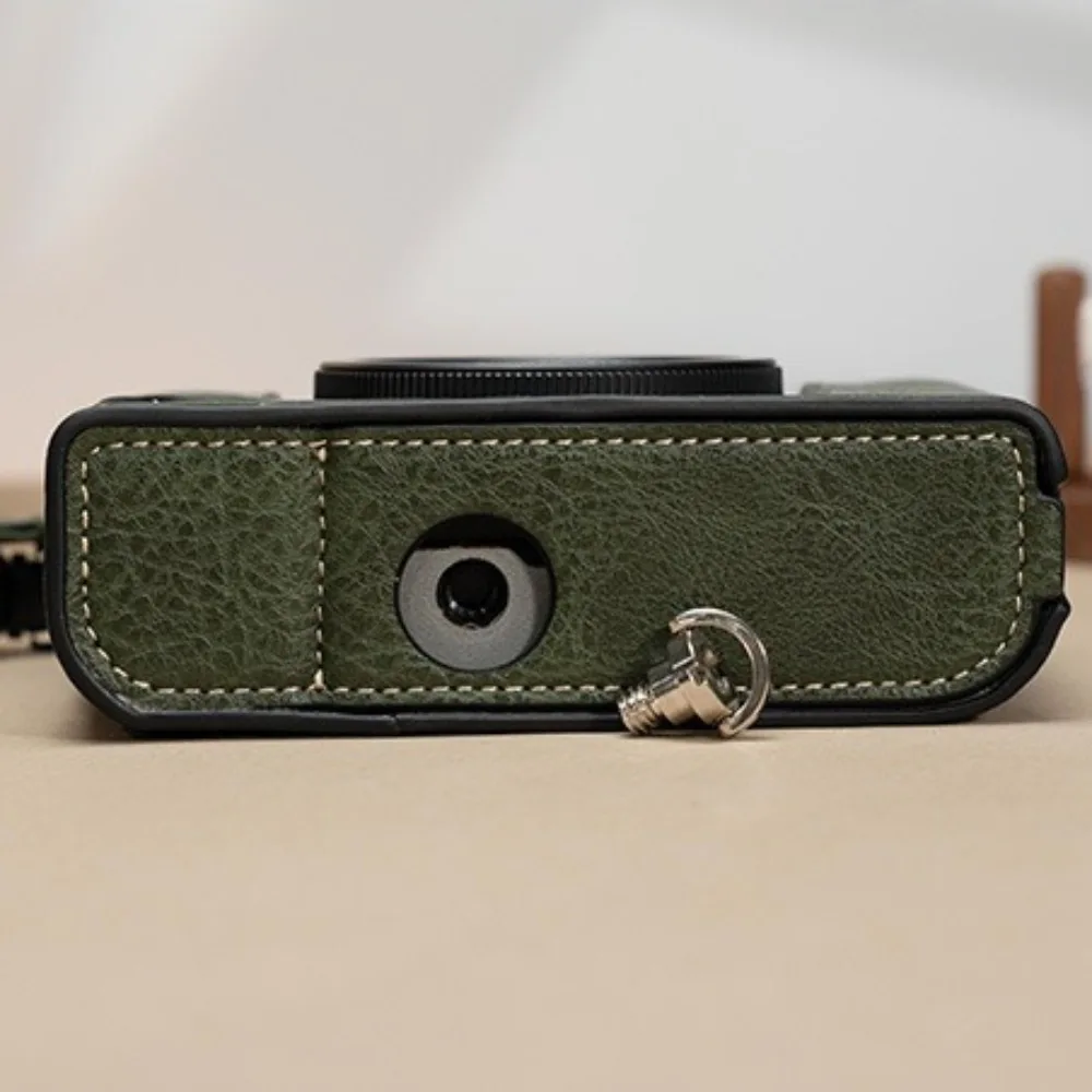 Premium Leather Camera Bag with Shoulder Strap for Leica Sofort 2 - Protective Case Cover with Base Grip Handle