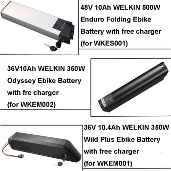 Ebike 36V 48V 10.4Ah Lithium ion Battery for WELKIN 500W Enduro 350W Wild Plus Odyssey Folding Electric Bike Bicycle