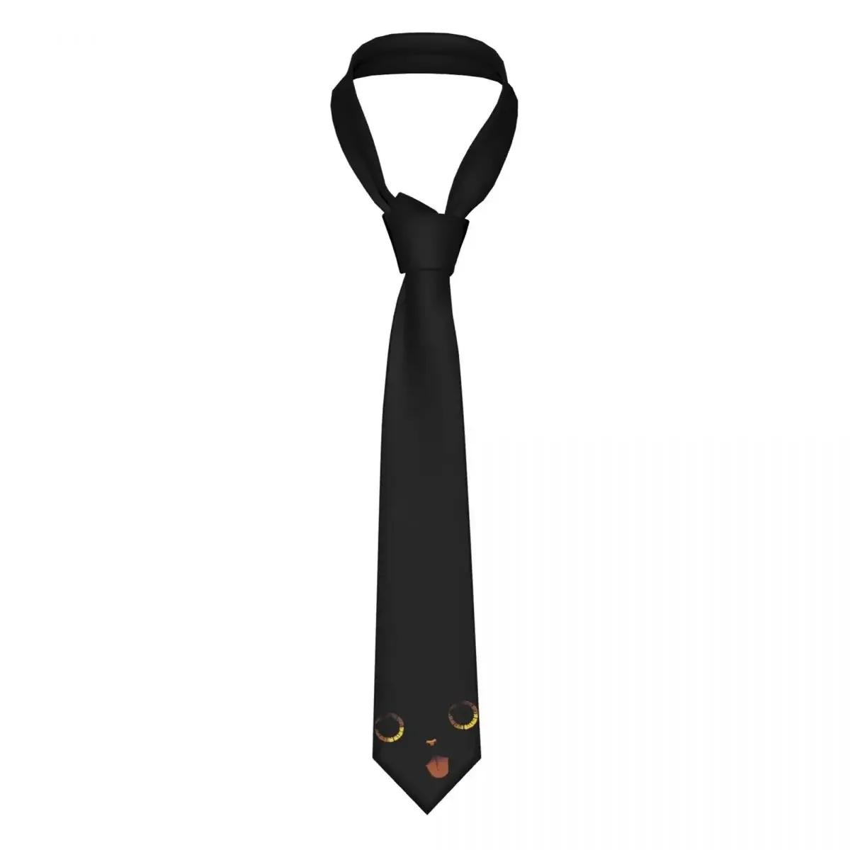 

Cute Black Cat Minimalist Tongue By Tobe Fonseca Tie Ties 3D Printed Cravat Wedding Necktie Polyester