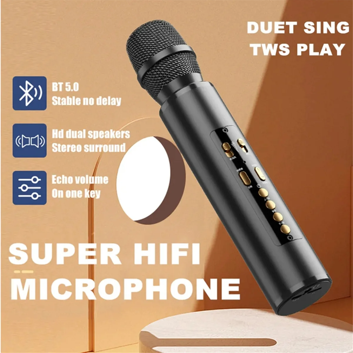 Hot sale Wireless with Bluetooth Speaker Home Performance Singing Microphone for Kids-Red