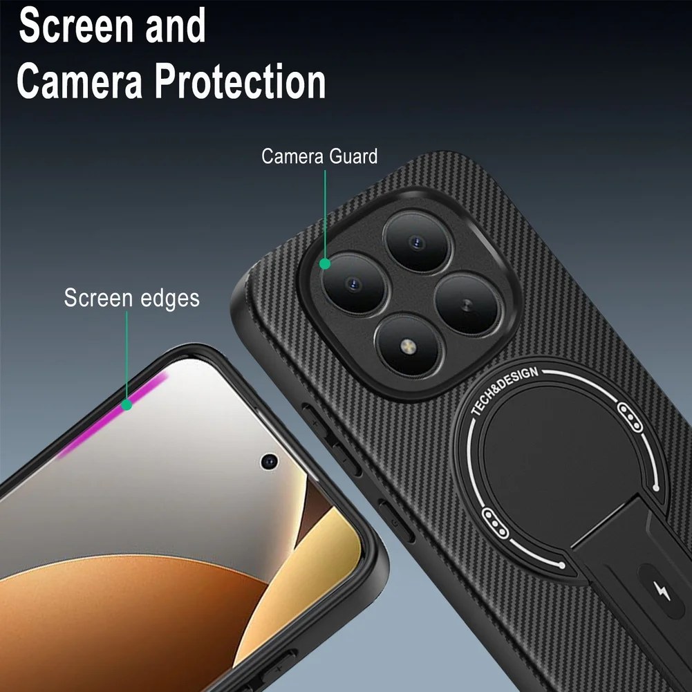 Carbon Fiber Magnetic Ring Stand Holder Case - Invisible Design Cover